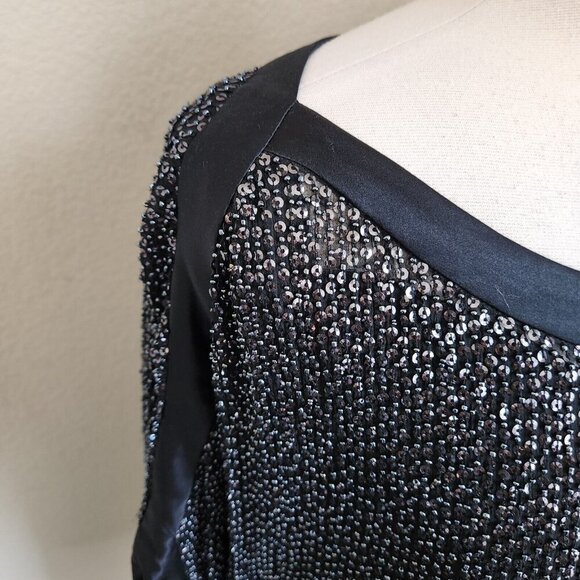 DIANE VON FURSTENBERG Embellished Sequin Silk Slip Dress Sz 4 Black Kimono Tunic - Picture 7 of 16